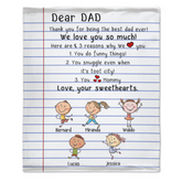 Cher papa, nous t'aimons tellement - Couverture personnalisée - Cadeau d'anniversaire pour la fête des pères pour papa, papa, beau-père - Cadeau d'enfants, épouse